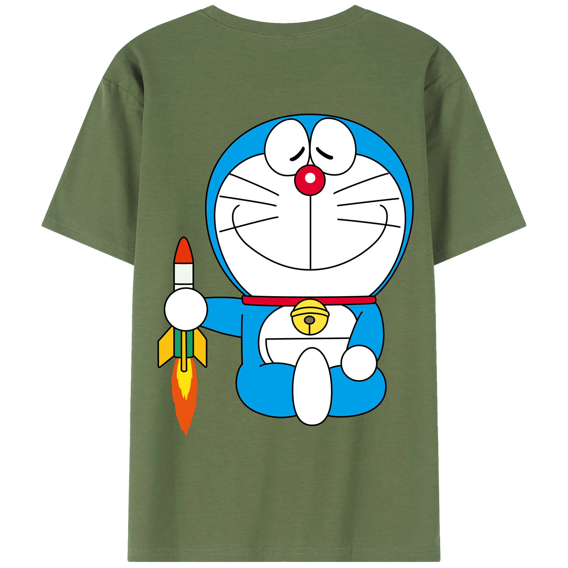 （画像用） ドラえもん Doraemon 綿100％ メンズ半袖Tシャツ（バックプリント） 通気性